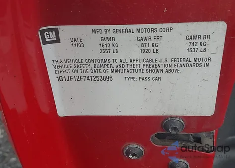 2004 Chevrolet Cavalier Ls from USA, damaged, VIN 1G1JF12F747253896